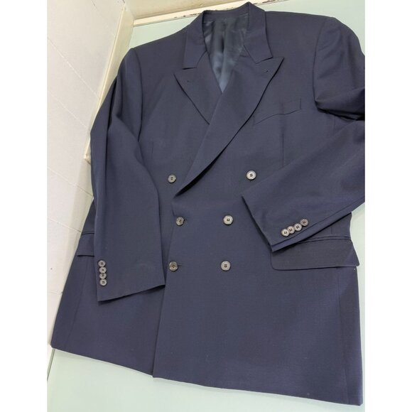 Joseph Abboud Other - Vintage Joseph Abboud Double Breasted 46L Navy Blue Wool Made In USA